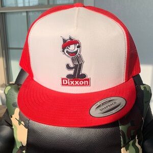 DIXXON White Front with Red Mesh Trucker Hat Felix the Gato
